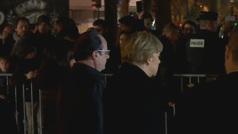 Angela Merkel est accompagnée de François Hollande et Anne Hidalgo.