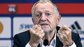 Le président de l'Olympique Lyonnais Jean-Michel Aulas, lors d'une conférence de presse au siège du club, le 25 janvier 2021 au Groupama Stadium à Décines-Charpieu