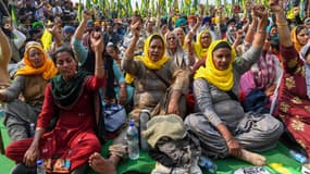 Les agriculteurs manifestent contre les récentes réformes agricoles du gouvernement central à la frontière de l'État de Delhi-Uttar Pradesh, à Ghaziabad le 2 février 2021. (Photo d'illustration)