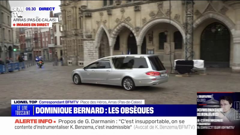 Obsèques de Dominique Bernard à Arras: le convoi funéraire est passé par la place des Héros