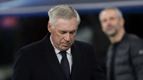 Carlo Ancelotti lors du match Real Madrid-Leipzig (1-1, Ligue des champions), le 6 mars 2023