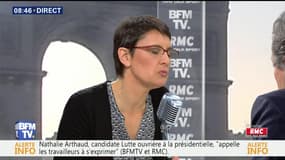 Nathalie Arthaud face à Jean-Jacques Bourdin en direct