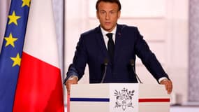 Emmanuel Macron prononce son discours d'investiture le 7 mai 2022 à l'Élysée