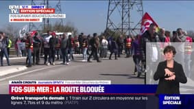Retraites: environ 200 manifestants devant le dépôt pétrolier de Fos-sur-Mer