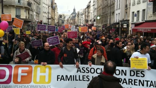 De nombreux manifestants sont descendus dans la rue à Paris pour le mariage pour tous.