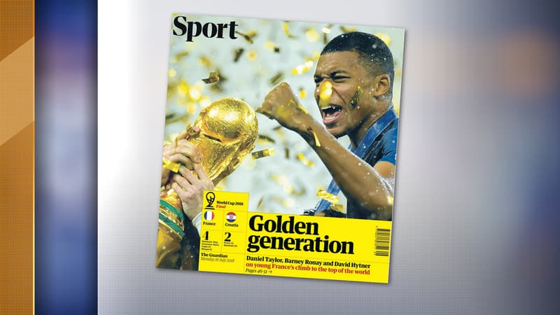 Kylian Mbappé en une du Guardian, le 16 juillet 2018. 