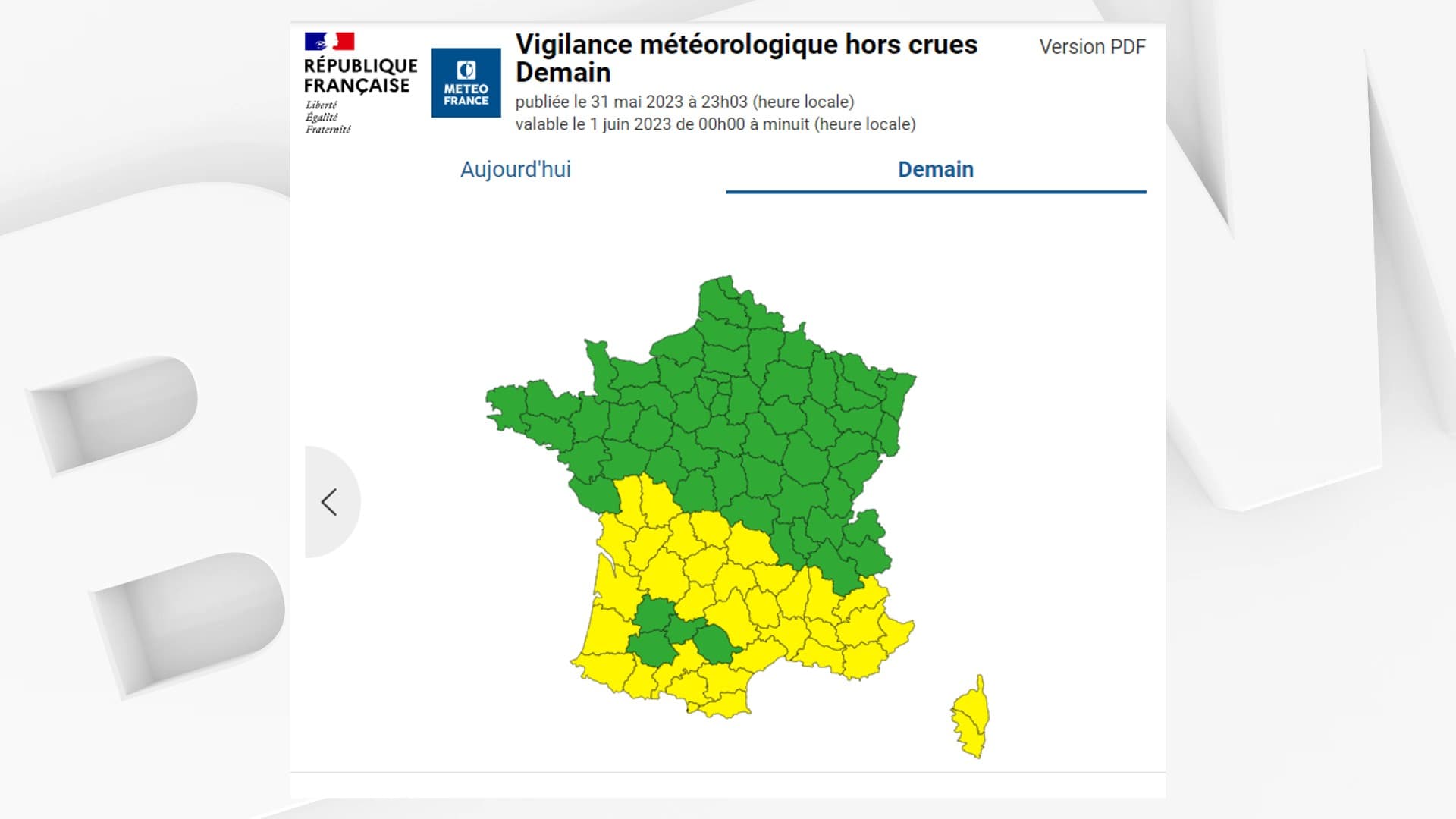 34 départements sont placés en vigilance jaune pour risques d'orages violents ce jeudi 1er juin 2023