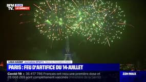 Le spectaculaire feu d'artifice du 14-Juillet illumine la Tour Eiffel et le Champs de Mars à Paris