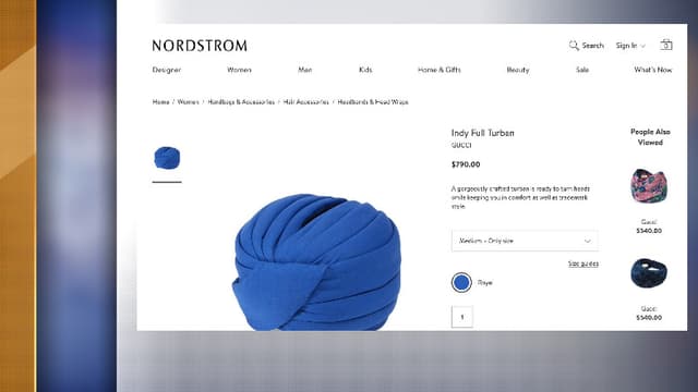 Turban Gucci vendu sur le site américain Nordstrom