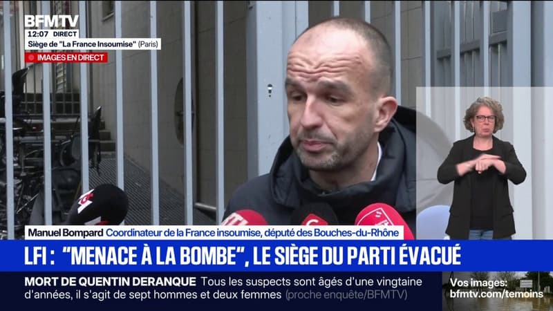 Alerte à la bombe au siège de LFI: "évidemment que l'on se sent menacé" avoue Manuel Bompard