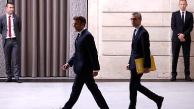 Le président de la République Emmanuel Macron et le secrétaire général de l'Élysée Alexis Kohler le 15 septembre 2022