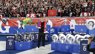 Marco Verratti lors de ses adieux au PSG, le 15 septembre 2023
