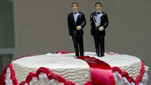 Un gâteau commandé pour le mariage de deux homosexuels à Mexico le 1er décembre 2010
