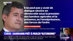 Gérald Darmanin appelle au retour au calme en Corse avant de pouvoir discuter d'"autonomie"