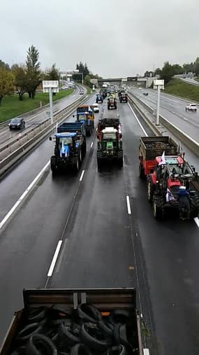 Mobilisation des agriculteurs sur l'autoroute A6 - Témoins BFMTV
