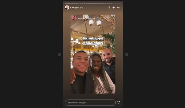 La story Instagram d'Aminata Diallo avec Kylian Mbappé