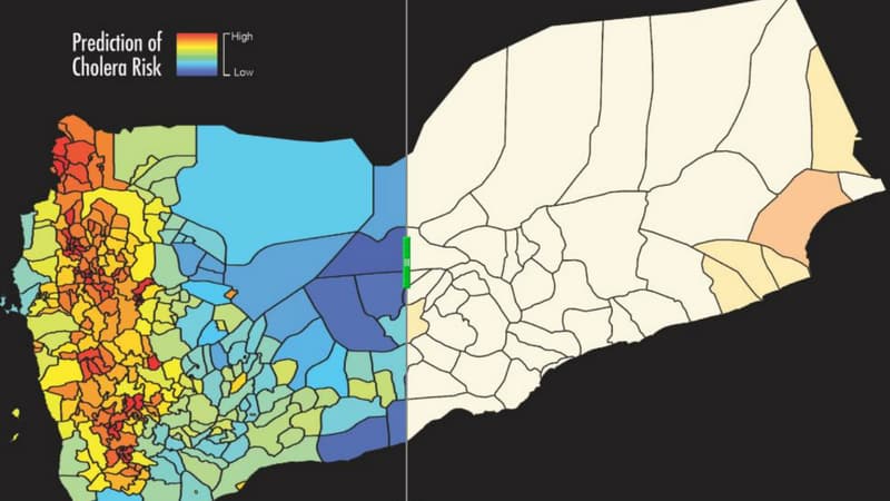 Cartographie des risques d'épidémie de choléra au Yémen