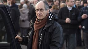 Gérard Biard, rédacteur en chef de Charlie Hebdo, le 16 janvier à Pontoise, à l'enterrement de Charb. 