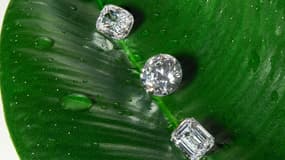 Trois diamants créés en laboratoire