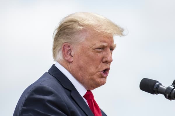 L'ex-président Donald Trump s'exprime lors d'une visite à Pharr, dans le Texas, le 26 août 2021 L'ex-président Donald Trump s'exprime lors d'une visite à Pharr, dans le Texas, le 26 août 2021