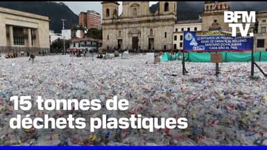 Colombie: une place mythique de Bogota recouverte de déchets plastiques 