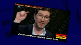 Le journaliste russe Anton Krasovsky appelle à noyer des enfants ukrainiens sur Russia Today, posté sur Twitter par la journaliste du Daily Beast Julia Davis