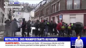 Retraites: des manifestants au Havre à l'occasion d'un meeting d'Edouard Philippe