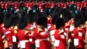 Les préparatifs de la parade militaire Trooping the colour, le 10 juin 2023 à Londres. 