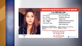 Léa Michelon a disparu le 30 mai 2019 vers 18h20 à Meyzieu près de Lyon