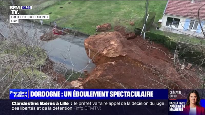 Dordogne: un pan de falaise s'effondre sur une route à quelques mètres de maisons
