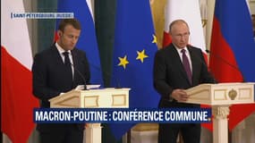Emmanuel Macron et Vladimir Poutine, le 24 mai 2018 à Saint-Pétersbourg