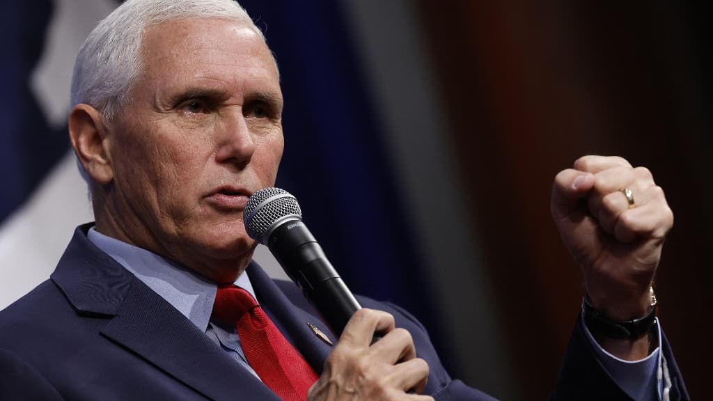 L'ancien vice-président Mike Pence, le 19 octobre 2022 à Washington. L'ancien vice-président Mike Pence, le 19 octobre 2022 à Washington.