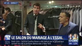 A l'occasion du salon du mariage, Stefan Etcheverry teste le costume de marié