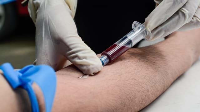 Une prise de sang en laboratoire (photo d'illustration)