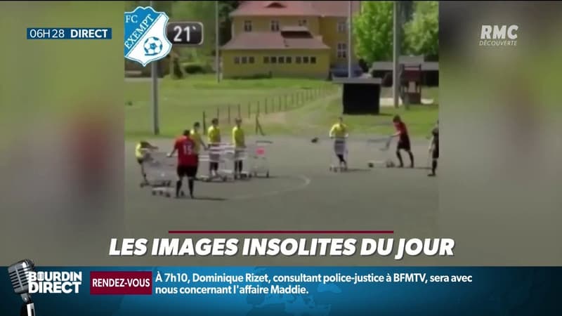 EN VIDÉO - Pour respecter la "distanciation sociale", ces footballeurs amateurs jouent avec... des caddies