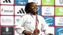 Clarisse Agbegnenou sur le podium lors du Grand Slam de Paris le 4 février 2024