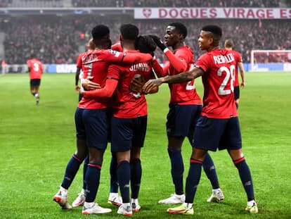 La joie des Lillois après leur but face à Salzbourg en Ligue des champions, le 23 novembre 2021