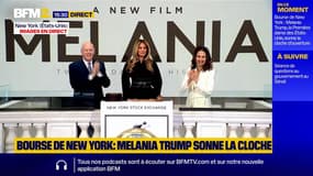 La Première dame des États-Unis, Melania Trump, sonne la cloche à la bourse de New York