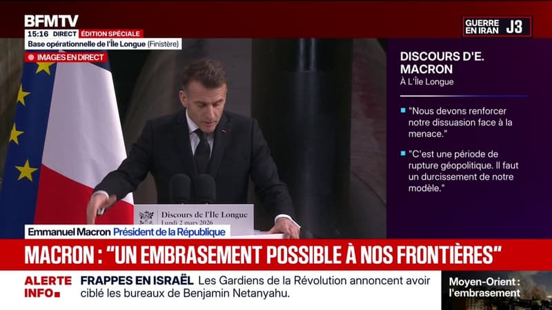 “La guerre en cours au Proche et Moyen-Orient portera son lot d'instabilités et d’embrasements possibles à nos frontières”, déclare Emmanuel Macron