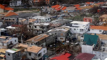 La partie française de l'ïle de Saint-Martin ici en photo le 12 septembre dernier lors de la visite d'Emmanuel Macron