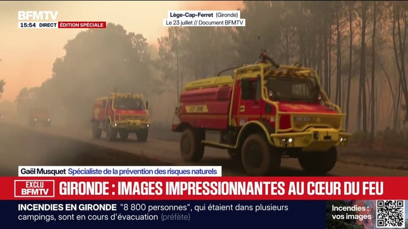 Incendies en Gironde: les images impressionnantes d'un feu toujours incontrôlable