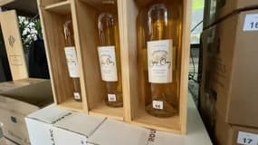 Des bouteilles de vin du domaine de George Clooney, signées par l'acteur.