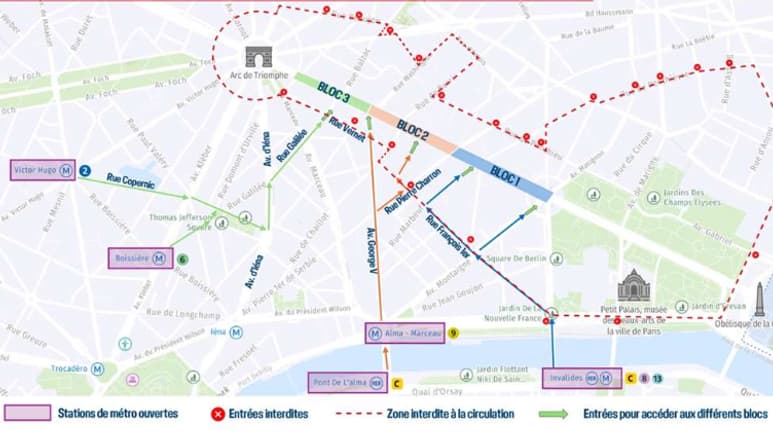 Le plan pour la parade du PSG sur les Champs-Elysées le dimanche 1er juin Le plan pour la parade du PSG sur les Champs-Elysées le dimanche 1er juin