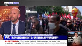 1er mai : "Je préfère un mouvement populaire qui dit son opposition à la réforme des retraites aux coupures d'électricité" explique Stanislas Guerini