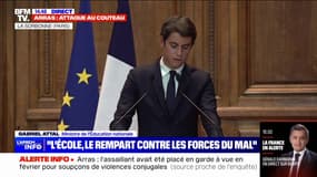 Attaque au couteau à Arras: "Il y a 24h, le cœur de tout un pays s'est arrêté de battre", déclare Gabriel Attal