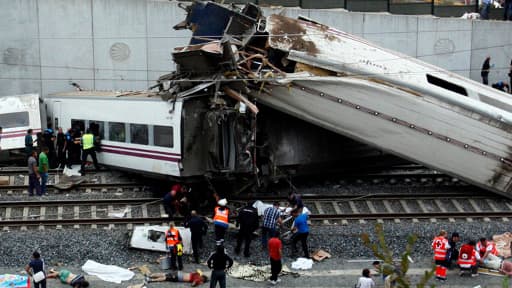 La carcasse du train à Saint-Jacques de Compostelle.