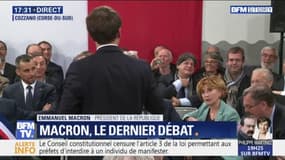 "Je la connais par cœur, à chaque fois on s'engueule."  Emmanuel Macron répond avec humour à une élue qui l'interpelle
