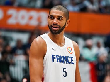 Nicolas Batum lors de la Coupe du monde de basket avec l'équipe de France en août 2023.