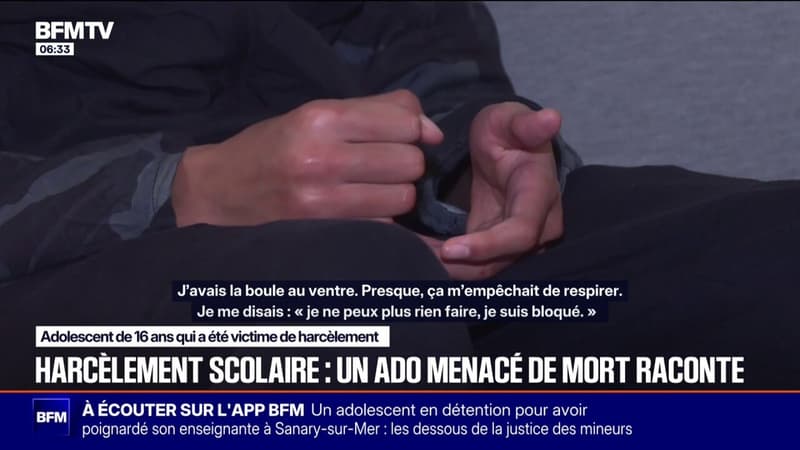 "Je me disais, c'est fini, il n'y a plus de retour en arrière": cet ado de 16 ans, victime de harcèlement et menacé de mort, témoigne