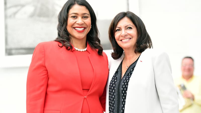 La maire de Paris Anne Hidalgo aux côtés de London Breed, maire de San Francisco, le 12 septembre.